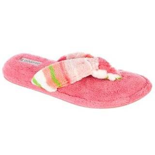 Dearfoams Womens Terry Striped Thong Slippers