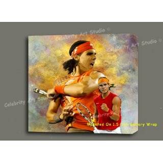 RAFAEL NADAL FRENCH OPEN TENNIS CANVAS ART PAINTING MOUNTED 25X16X3/4
