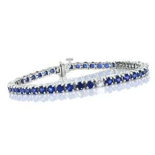 10k White Gold Emerald Cut Created Sapphire Bracelet, 7 Jewelry 