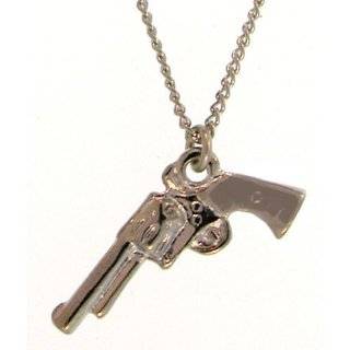 Gun Pendant On 16 Chain, Gpe, Usa In Silver Tone