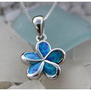  Dangling Sterling Silver and Blue Opal Plumeria Flower 