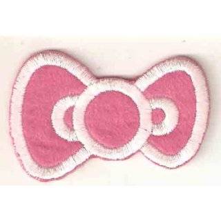   Pink Bow Sanrio Embroidered Iron On / Sew On Patch ~ Hair Bow Bow Tie