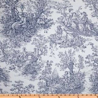   French Court 108 Quilt Backing Toile Navy Fabric By The Yard