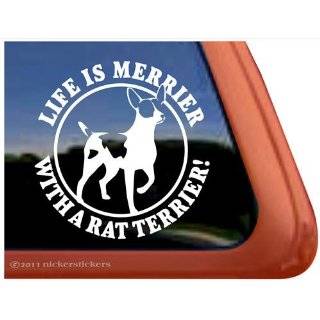 Life Is Merrier with a Rat Terrier Dog Vinyl Window Decal