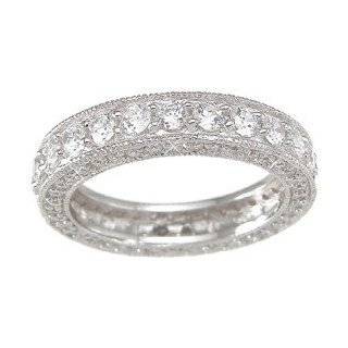 Vintage Style Sterling Silver Wedding Band Eternity Anniversary Ring