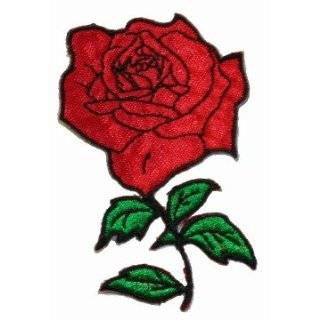  Black & Red Rose Embroidered iron on Patch Clothing