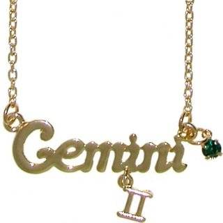  Gemini Horoscope Zodiac Nameplate Necklace In Silver Tone 