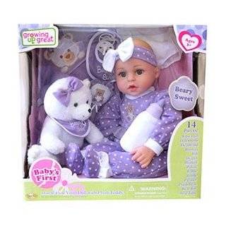 Growing Up 18 Great Babys First Vinyl Doll with Plush Teddy Bear 