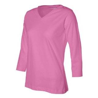  unior Ladies 3/4 Sleeve Perfect Weight Scoop Henley Shirt 