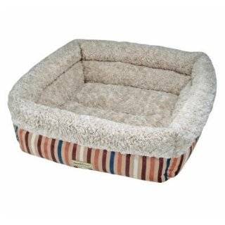 Pooch Planet Plush Perfection Pet Bed   Blue / brown Striped