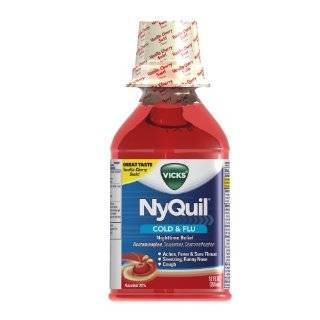 Vicks 44 Nyquil Cold and Flu Relief Liquid, Vanilla Cherry Swirl, 12 