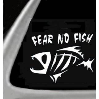 FEAR NO FISH Giant 10 WHITE Vinyl STICKER / DECAL