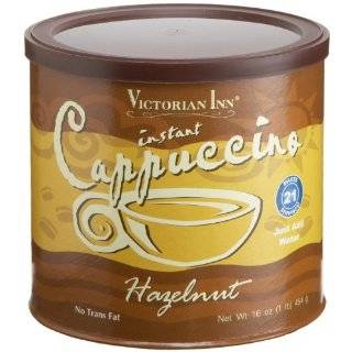 Victorian Inn Instant Cappuccino, Hazelnut, 16 Ounce Canisters (Pack 
