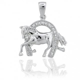 Lucky Horse Horseshoe Pewter Pendant Necklace Jewelry 