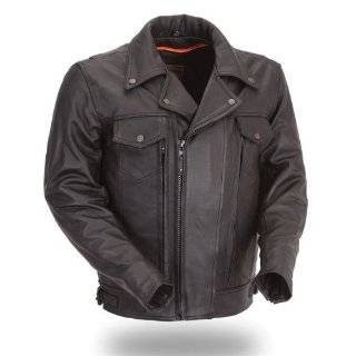 Mossi Police Black Size 44 Mens Premium Leather Jacket 