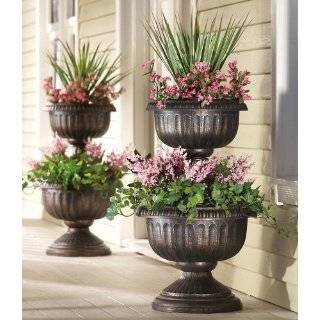Tiered Antique Finish Plastic Urn Planter By Collections Etc