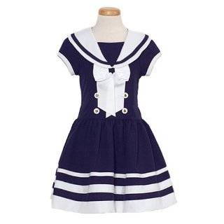 Bonnie Jean Little Girls 2T 16 Navy White Short Sleeve Sailor Dress