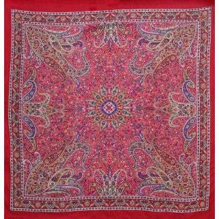   Cotton Scarf   Indian Paisley Print   Hippie Style   Red, Blue & Green