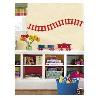 Curved Train Track Wall Decals Stickers Childrens Room Art, Fire Red