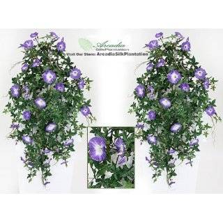 TWO 40 Morning Glory Artificial Hanging Flower Bushes, with No Pot,