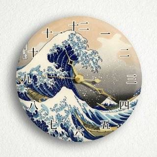 The Great Wave off Kanagawa Woodblock 6 Wall Silent Clock (Includes 