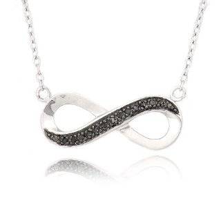 Sterling Silber 1/8ct Schwarzer Diamant Unendlichkeit Halskette
