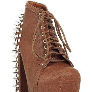 Vintage Francheska 07 Studded Spike Lace Up Platform Bootie CAMEL