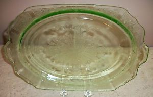 1930's Anchor Hocking Princess Green Depression Glass Oval Platter