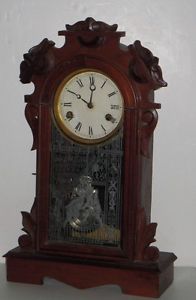 Antique Ansonia "Louise" Shelf Mantel Chime Kitchen Clock Fancy Pendulum Working