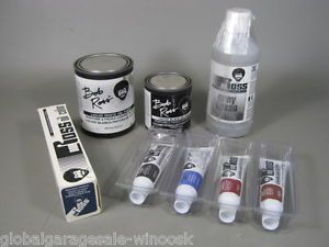 Bob Ross Art Supply Lot Liquid Oil Paint White Black Gray Gesso Color Tubes Blue