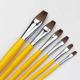 6 Pcs High Quality Professional Flat End Gouache Painting Brushes Art Supplies
