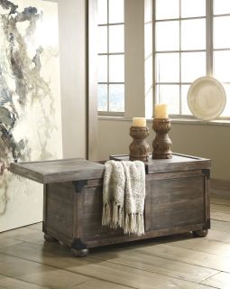 Rustic Gray Brown Traditional Storage Cocktail Coffee Table Living Room Vintage