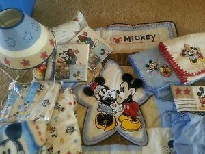 Mickey Mouse and Minnie Mouse Toddler Bedding Crib Bed Set Baby Bedding