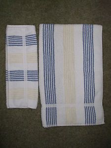 Bath Towel Hand Towel Set Blue Yellow White Stripe