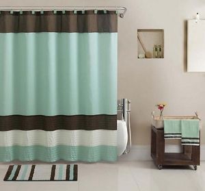 17 PC Bathroom Accessory Set w Towels Shower Curtain Rug More Bath Decor