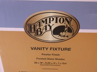 Hampton Bay Pewter 3 Light Rochester Bath Sconce Vanity Fixture Light 255760