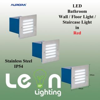 Red LED Wall Floor Light IP54 Stainless Steel 240V Bathroom Light Staircase