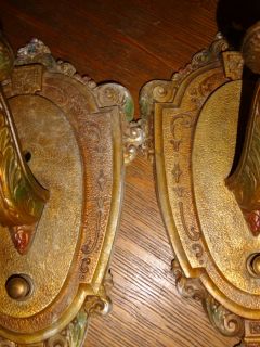 Vtg Art Deco Arts Crafts 1930s Wall Sconces Candleabra Pair