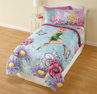 Twin Girls Disney Fairies Tinkerbell Comforter Sheets Bed in Bag Bedding Set