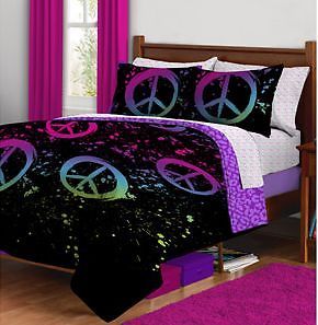 Peace Sign Twin Comforter Set