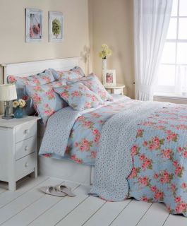 Blue Floral Cotton Bedding Bed Linen Duvet Cover Set or Bedspread Set