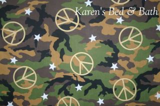 Camouflage War and Peace Brown Green Camo Cabin Valance