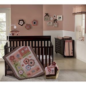 Graco Garden Girl Crib Bedding Set 8 Piece Girls Nursery Set Floral Pink Brown