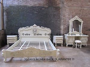 Bedroom Set Any Size Super King Double White Black Cream French Rococo Bed