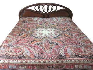 Cozy Jamawar Cashmere Wool Warm Bedspread India Bedding Queen Bed Cover Blanket