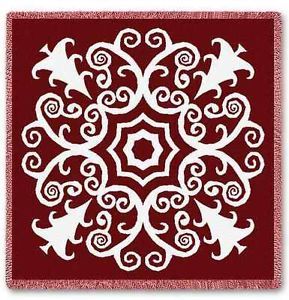 Red Snowflake Christmas Tapestry Throw Afghan Blanket