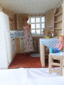 Plastic Canvas Barbie Doll Kitchen Furniture Set Completed