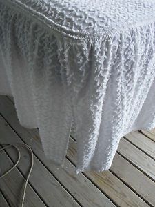 White Cabin Craft Skirted Swiggle Vintage Chenille Bedspread 96" 20" Skirt