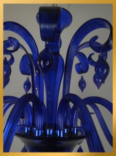 8 Light Blue Murano Glass Craft Crystal Chandelier Light Pendant Lamp Ceiling
