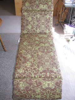 Chaise Lounge Cushion Patio Belgium Avacado Burlap Brown Reversible New
